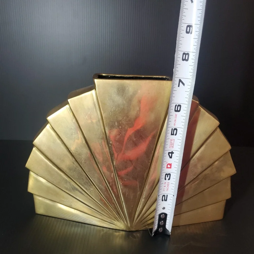 Rosenthal‎ Netter Brass Fan Vase Art Deco MCM 60s 70s 80s Hollywood Regency